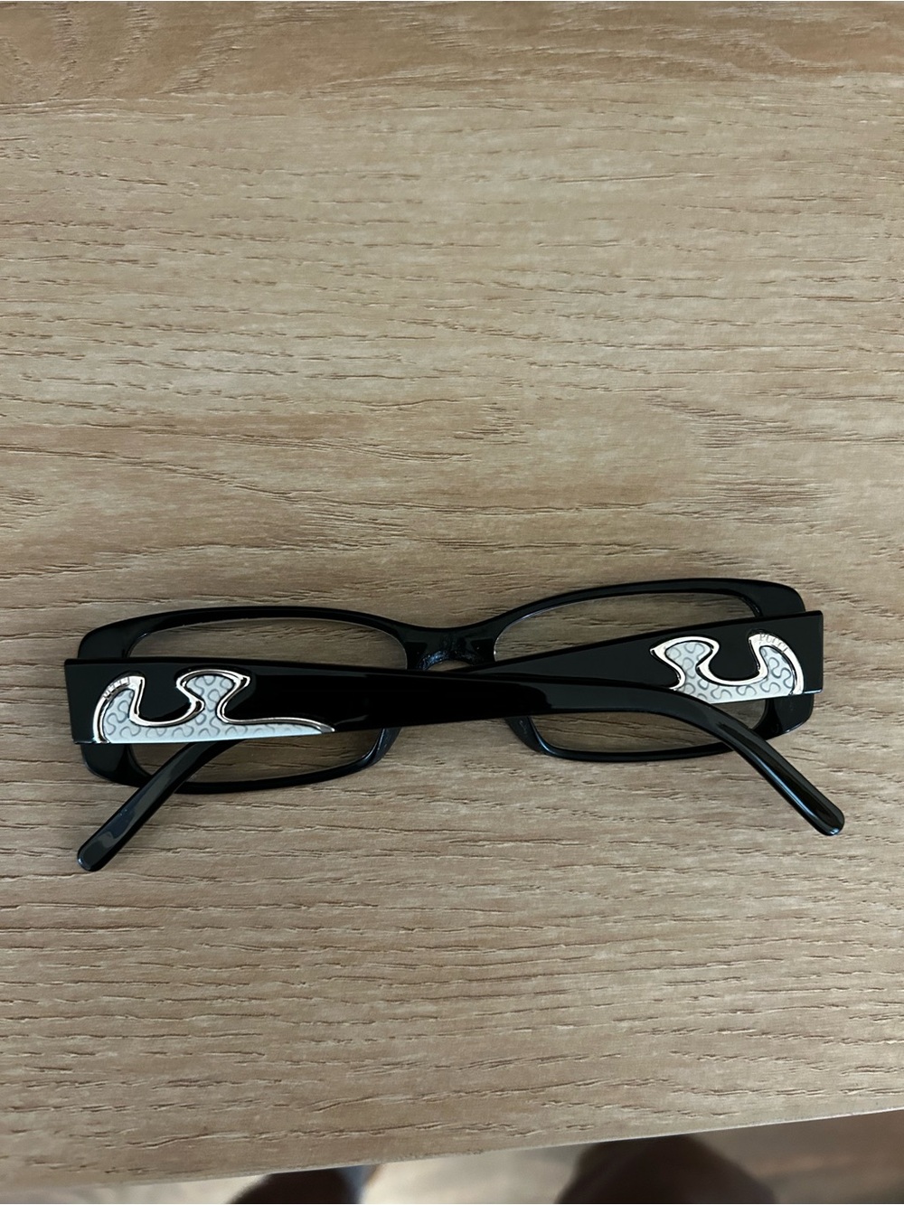 Emilio Pucci Black Rectangular Women's Glasses with Silver Accents